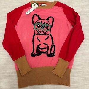 Woman’s French Bulldog Graphic Sweater - Pink and Red